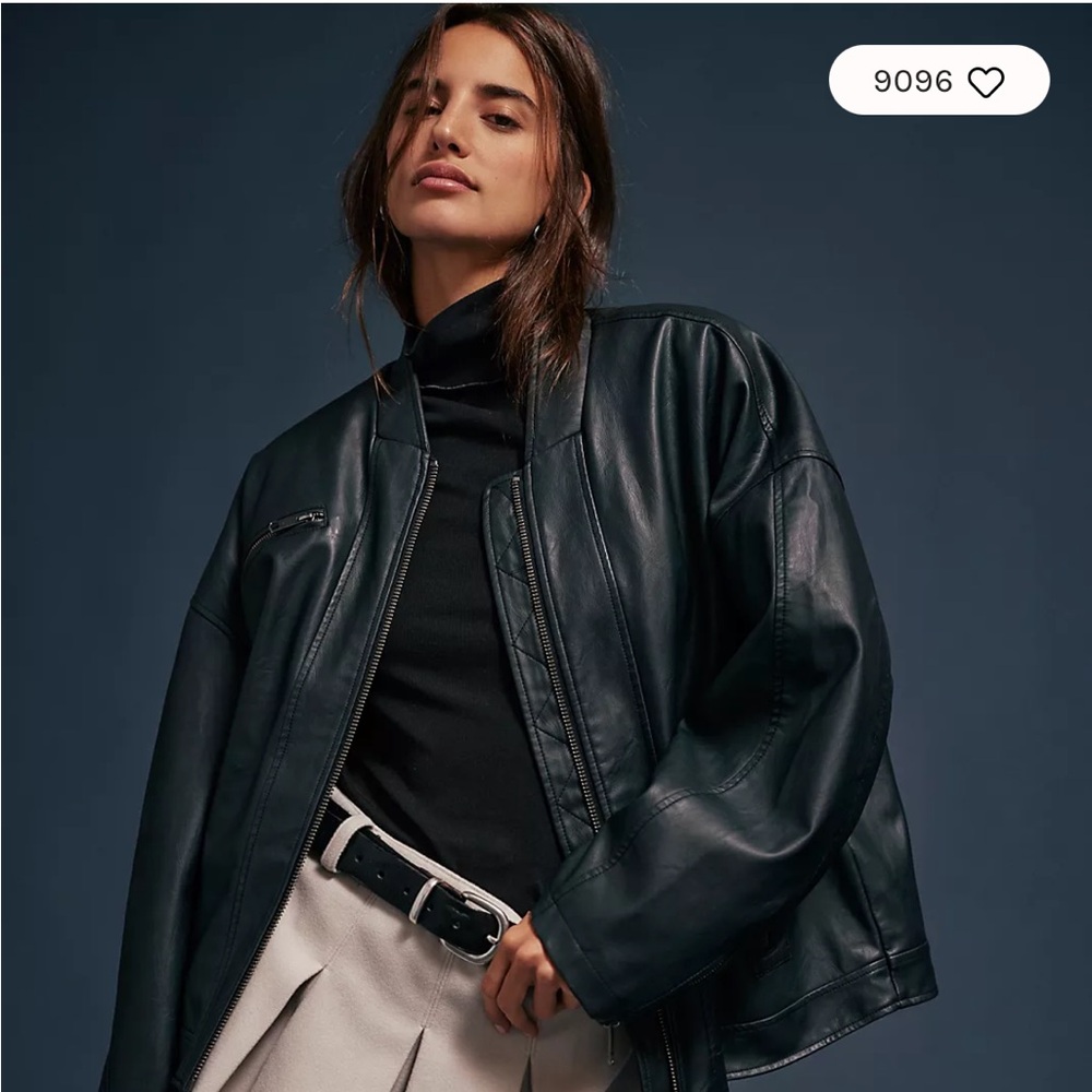 Free People We the Free Vinny Vegan Bomber Black